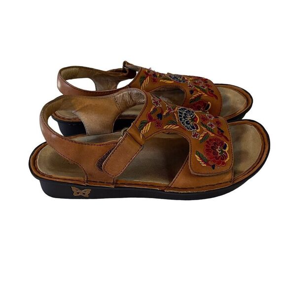 Allegria Viki Cognac Needles & Pins Sandal Multicolor Embroidered Sandal EU 37 - Picture 2 of 12